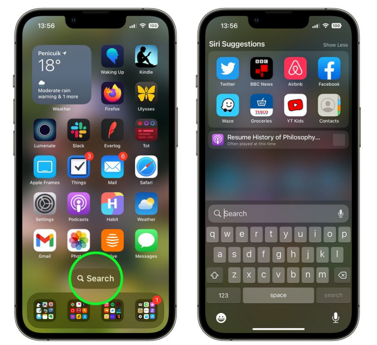 成安苹果手机维修分享升级到 iOS 16 后，如何删除主屏幕上的搜索按钮 