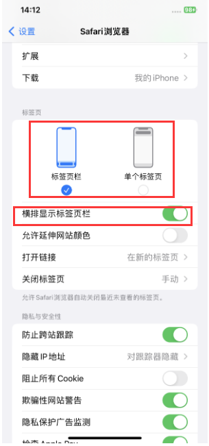 成安苹果手机维修分享Safari浏览器如何切换标签栏位置 